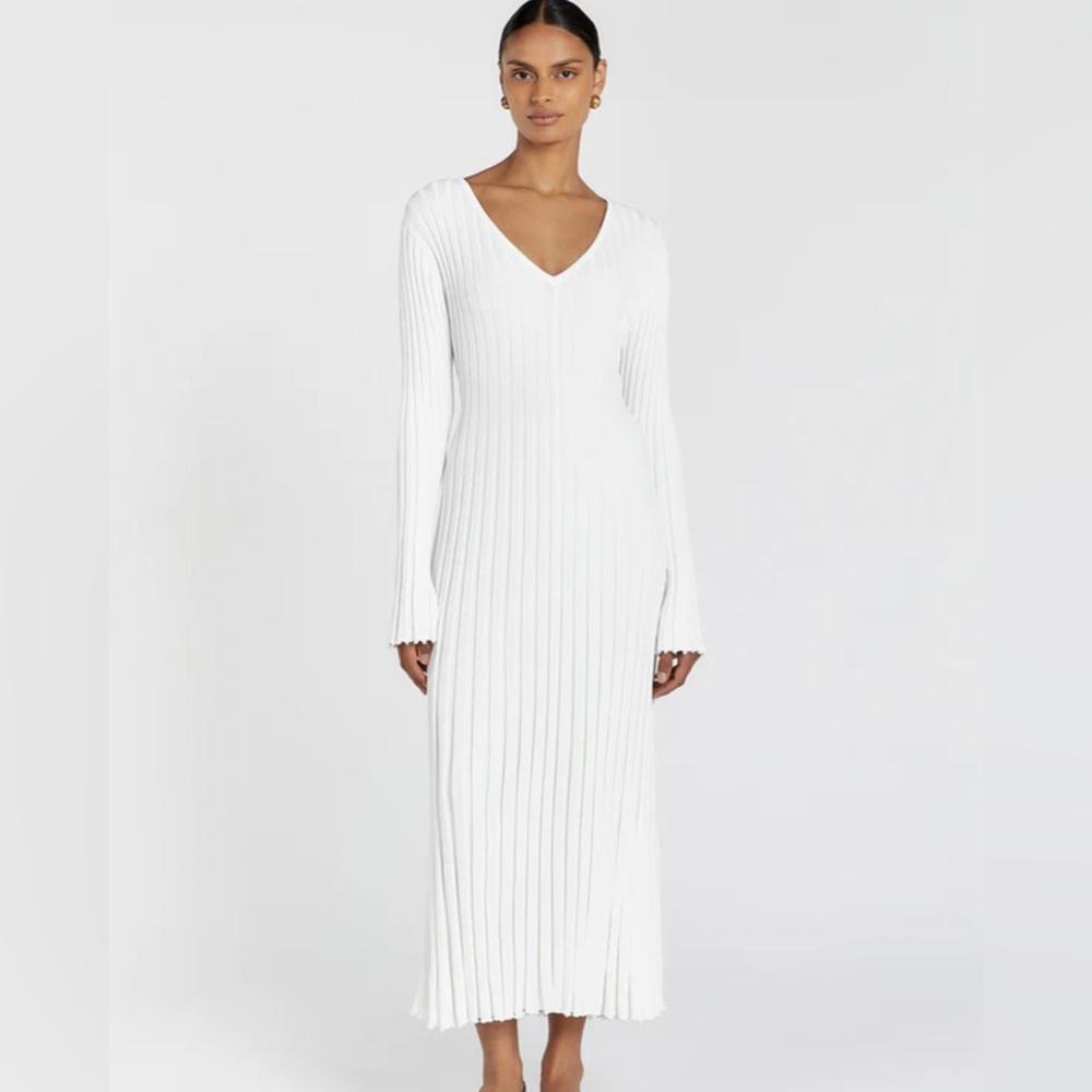 DISSH White Ribbed Midi Dress